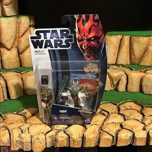 Star Wars Yoda Figure with Lightsaber and Darth Maul Packaging
